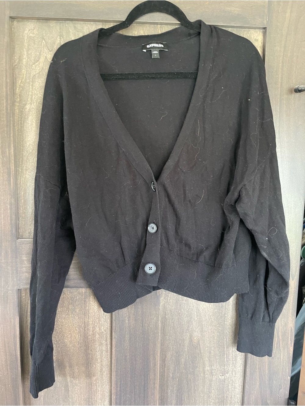 Express Black V-Neck Button Front Cardigan
